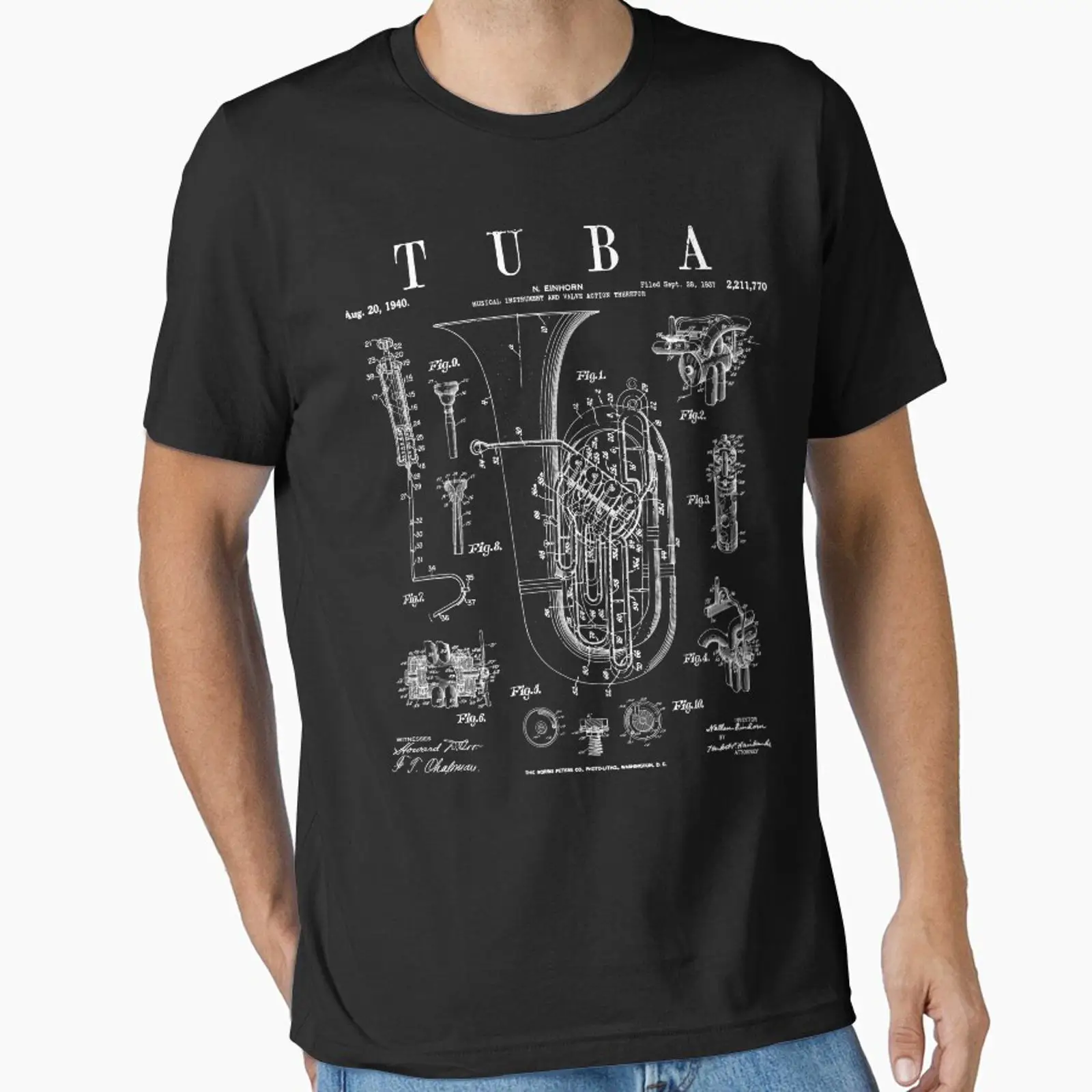 Vintage Fashion Drawings - Tuba Vintage Patent Tubaist Tubist Drawing