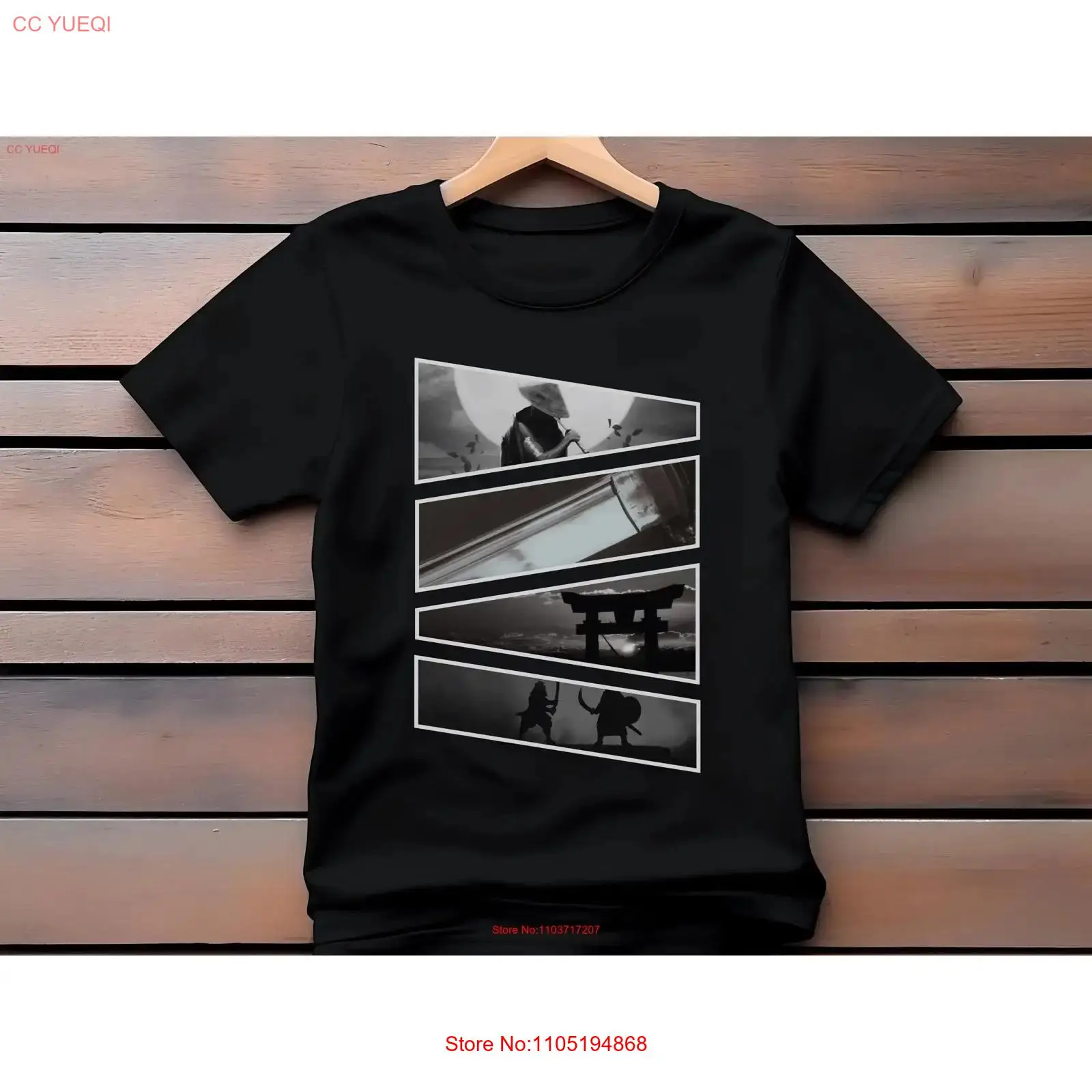 Vintage Fashion Knitwear Book - Samurai-Grafik-T-Shirt im Comic-Stil, Vintage-Stil, gewaschene Mode,
