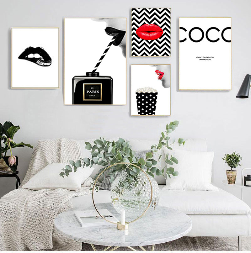 Vintage Fashion Prints For Wall - Poster Drucke Vintage Leinwand Malerei Schwarz