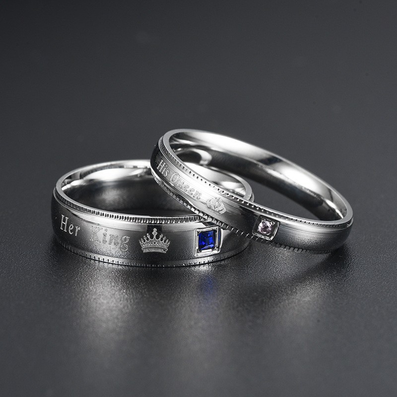 Vintage Fashion Rings For Women - Schlichter Paar-Titanstahlring mit Glänzenden Kubischen Zirkonia