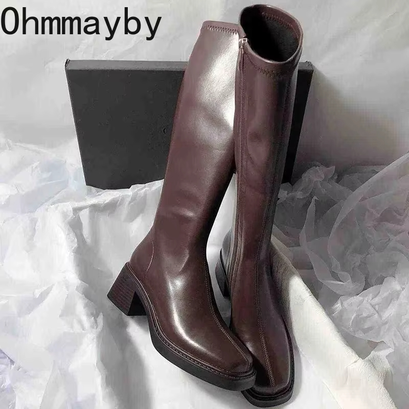 Vintage Fashion Style - Vintage Starke Ferse Frauen Kniehohe Stiefel