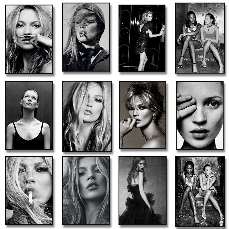 Vintage Fashion Prints For Wall - Vintage Retro Fotografie Kate Moss Smoking