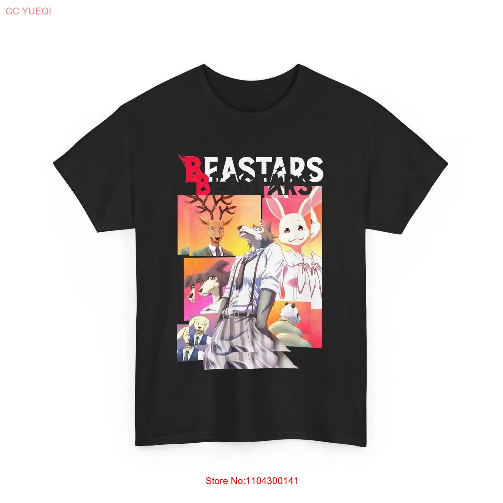 Vintage Fashion Wear - Anime Beastars Legoshi Schwarzes T-Shirt im