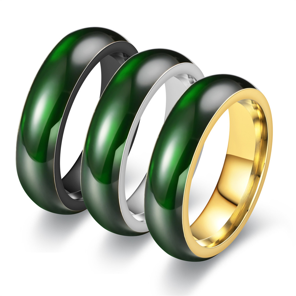 Vintage Fashion Rings For Women - Mode Vintage künstliche grüne Jade Edelstahl