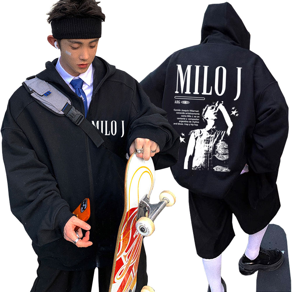 Vintage Fashion Pop Up - Rapper Milo J Grafik Zipper Hoodie