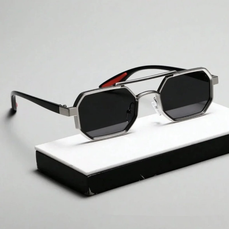 Vintage Fashion Style Men - Vintage Quadratische Sonnenbrille für Herren Steampunk