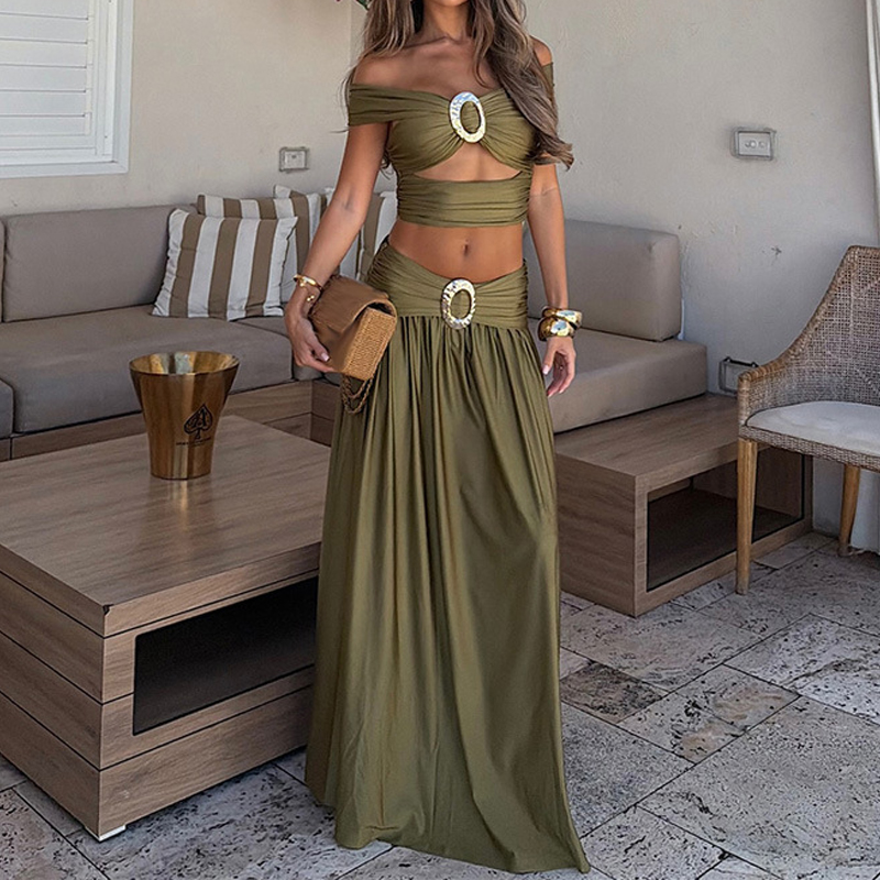 Vintage Fashion Expo - Neues Elegantes Einschultriges Outfit mit Metallschnalle,