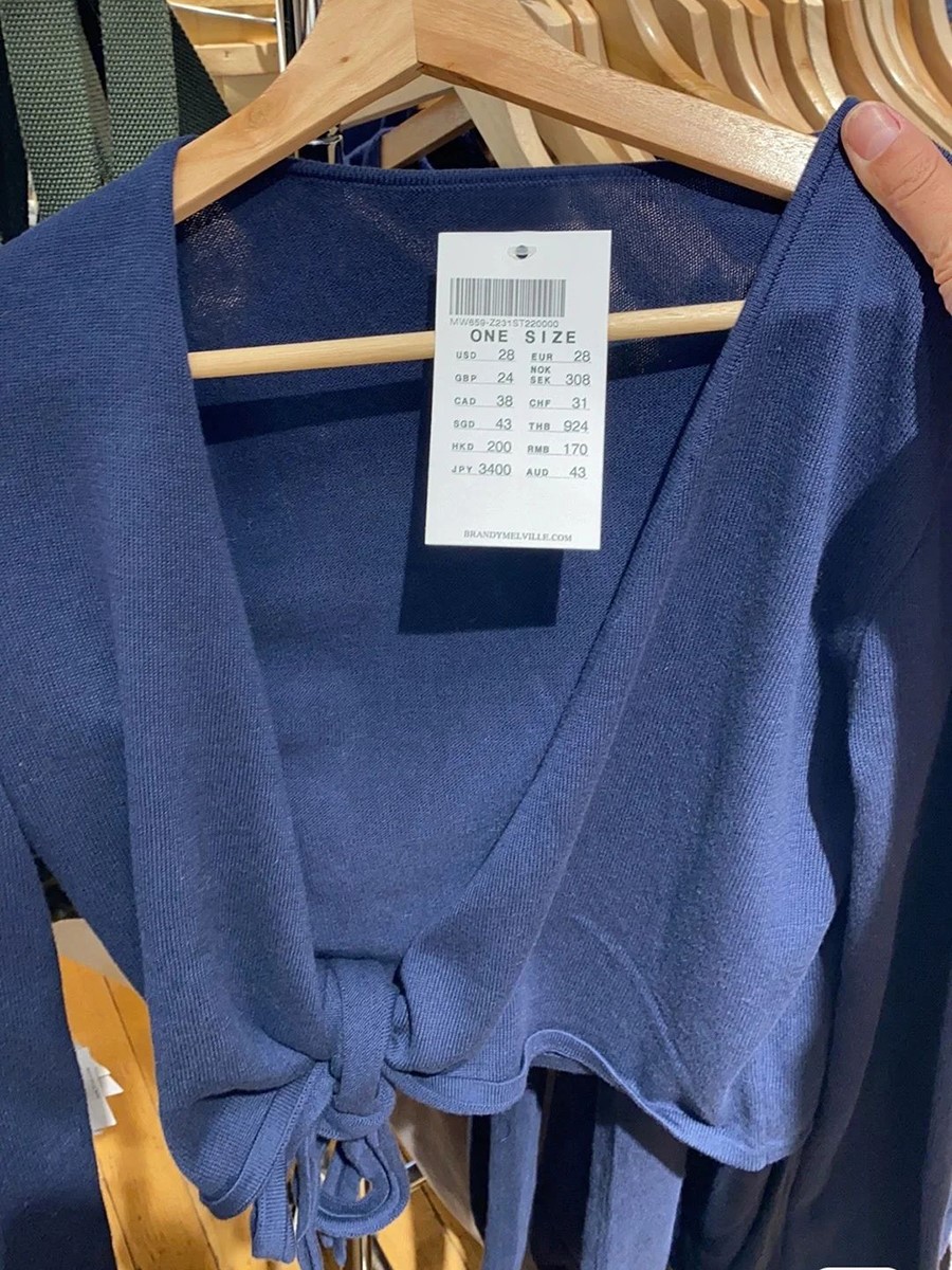 Crop Cardigan Vintage - Neue Navy Lace-up Gestrickte Langarm T-shirt