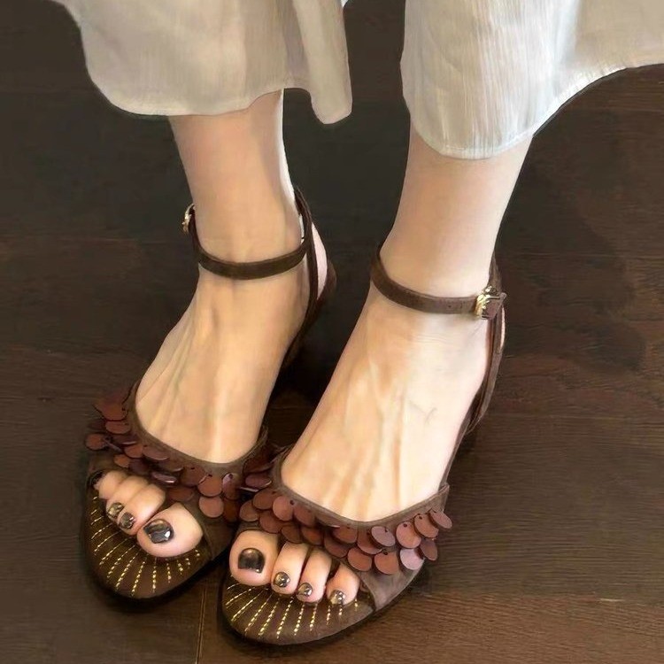 Vintage Fashion Wear - Sommer Neue Damen-Pantoletten mit Perlen-Stickerei, Stiletto-Absatz,
