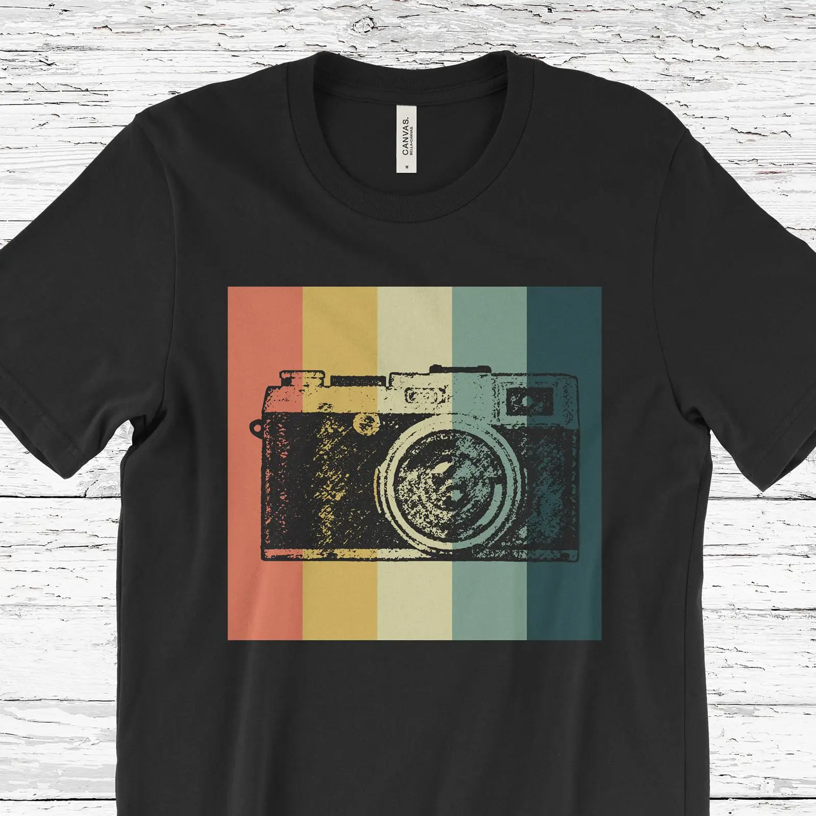 Vintage Fashion Photographers - Vintage gestreiftes Kamera-T-Shirt für Fotografen, lässig,