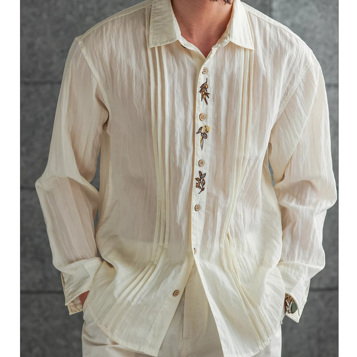Vintage Fashion Old Money - Old Money Style Besticktes Vintage-Hemd für