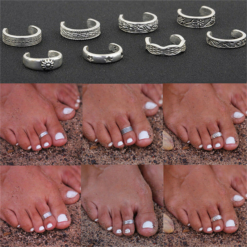 Vintage Fashion Rings For Women - 8 teile/satz Zehe Retro Ring Totem