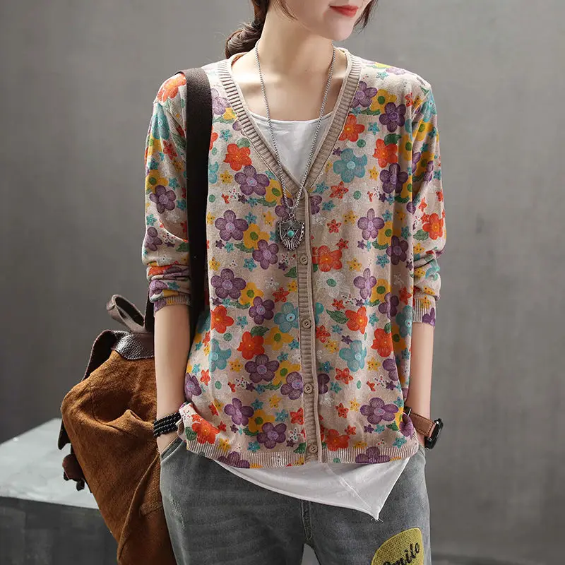 Crop Cardigan Vintage - Vintage Lose Pullover Mantel Frühling Herbst