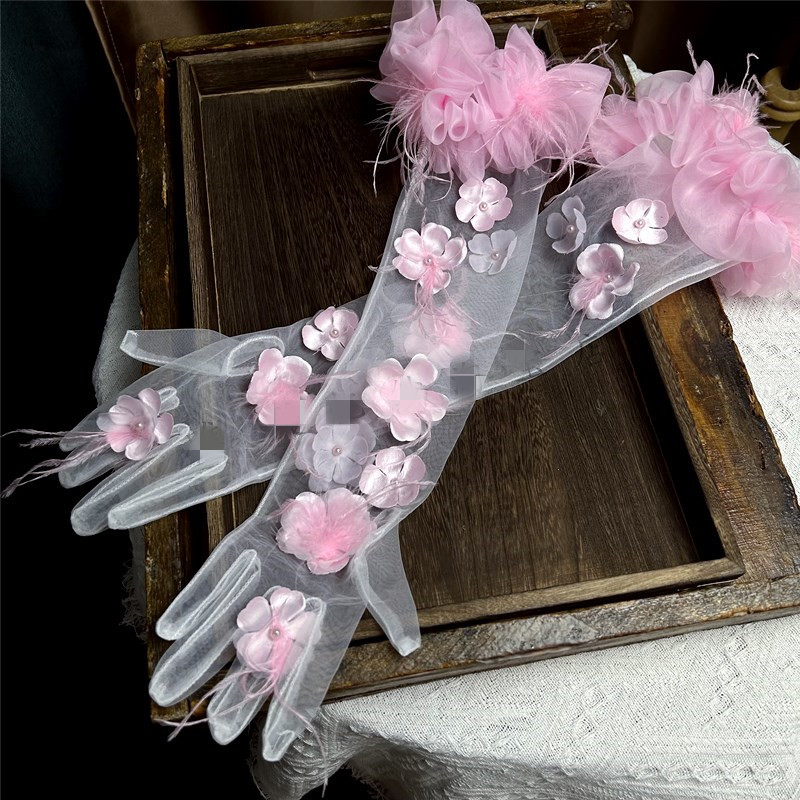 Vintage Fashion Photographers - Damen elegante Blumen feder lange Netz