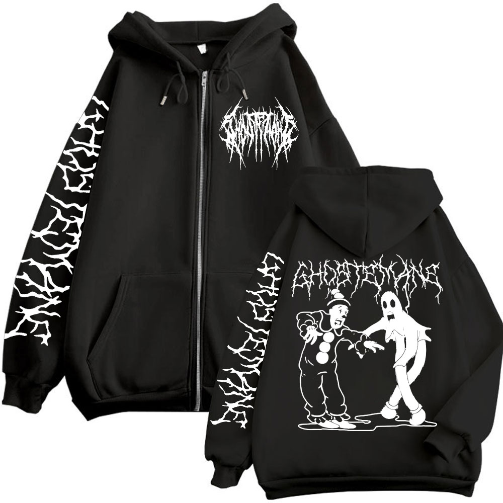 Vintage Fashion Pop Up - Ghostemane Print Zipper Hoodies Metal Rock