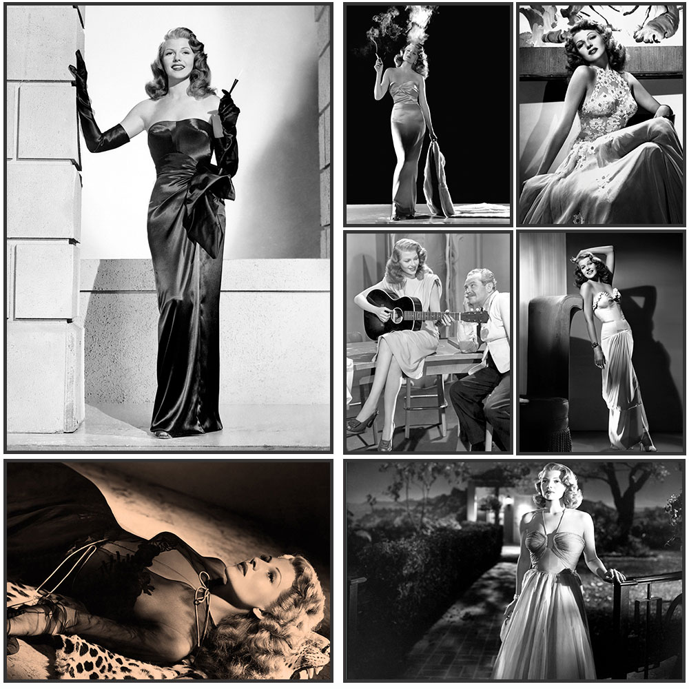 Vintage Fashion Prints For Wall - Rita Hayworth Poster, Schwarz und Weiß,