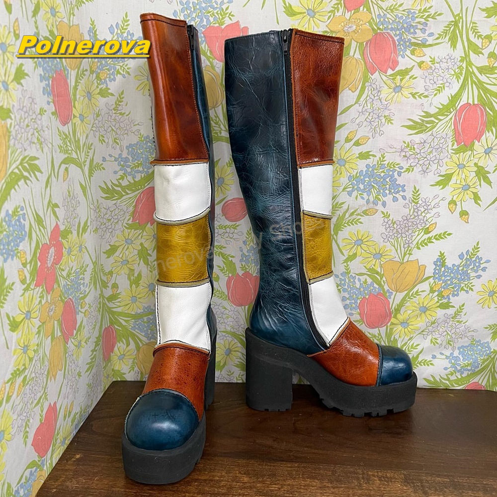 Damen Retro Patchwork Leder Kn – Vintage Fashion Style Bewertung und Preis
