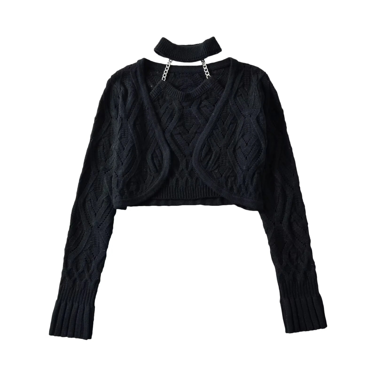 Damen Schwarzes Neckholder-Cro – Crop Cardigan Vintage Bewertung und Preis