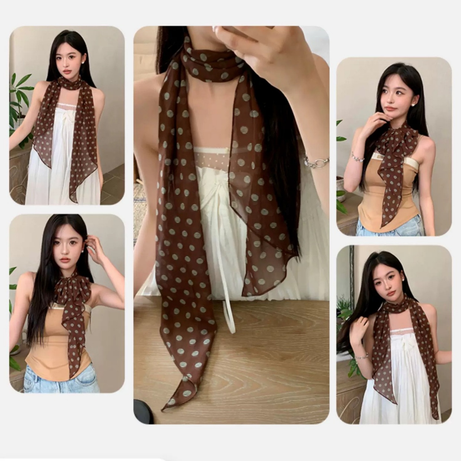 Vintage-Chiffon-Schal mit Polk – Vintage Fashion Wear Bewertung und Preis