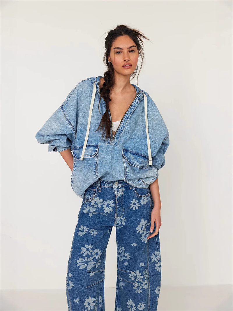 Mode Lässig Gewaschen Denim Ko – Vintage Fashion Drawings Bewertung und Preis